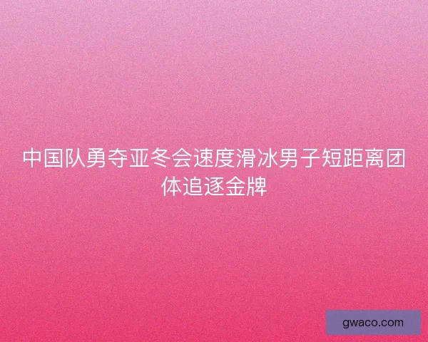中国队勇夺亚冬会速度滑冰男子短距离团体追逐金牌