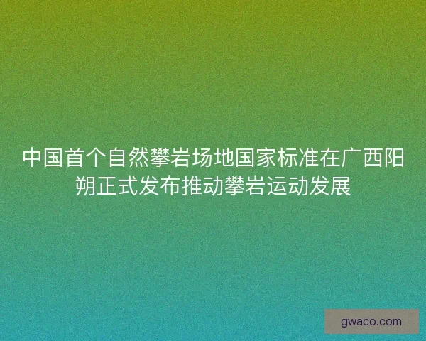 中国首个自然攀岩场地国家标准在广西阳朔正式发布推动攀岩运动发展